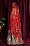 Buy Aayushi Maniar Red Dupatta Organza, Lehenga And Blouse Raw Silk Mirror Embroidered Bridal Set Online at Aza Fashions Buy_Aayushi Maniar_Red Dupatta Organza, Lehenga And Blouse Raw Silk Mirror Embroidered Bridal Set _Online_at_Aza_Fashions