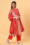Buy_Nuhh_Red Cotton Chanderi Printed Kurta Set_Online_at_Aza_Fashions