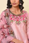 Shop_NUHH_Pink Organza, 100% Polyester, Art Silk Round Embroidered Kurta Set _Online_at_Aza_Fashions