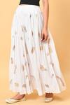 Buy_NUHH_White 100% Cotton Gota Embroidered Flared Skirt _Online_at_Aza_Fashions