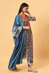 Buy_NUHH_Blue Chanderi, Camisole 100% Cotton Round Printed Kurta Set _Online_at_Aza_Fashions