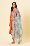 Buy_NUHH_Orange Art Silk Embroidery Straight Kurta Set With Printed Dupatta  _Online_at_Aza_Fashions