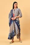 Buy_Nuhh_Blue Chanderi, Lining Cotton Round Printed Kurta Set _at_Aza_Fashions