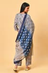 Shop_Nuhh_Blue Chanderi, Lining Cotton Round Printed Kurta Set _at_Aza_Fashions