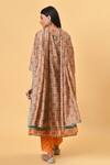Shop_NUHH_Beige Chanderi Embroidery V Neck Printed Kurta Set  _at_Aza_Fashions
