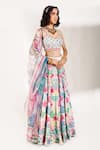 Show Shaa_Multi Color Silk Embroidery Sweetheart Neck Printed Lehenga Set _Online_at_Aza_Fashions