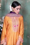 Label Niti Bothra_Yellow Base Fabric Silk Round Marodi Kurta Palazzo Set _Online_at_Aza_Fashions