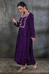 Shop_Label Niti Bothra_Purple Base Fabric Silk Round Floral Motif Kurta And Palazzo Set _at_Aza_Fashions