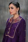 Label Niti Bothra_Purple Base Fabric Silk Round Floral Motif Kurta And Palazzo Set _Online_at_Aza_Fashions