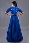 Shop Divya Kanakia Blue Blouse Organza, Lehenga Georgette V Neck Overlap And Set at Aza Fashions Shop_Divya Kanakia_Blue Blouse Organza, Lehenga Georgette V Neck Overlap And Set _at_Aza_Fashions