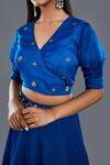 Divya Kanakia Blue Blouse Organza, Lehenga Georgette V Neck Overlap And Set Online at Aza Fashions Divya Kanakia_Blue Blouse Organza, Lehenga Georgette V Neck Overlap And Set _Online_at_Aza_Fashions