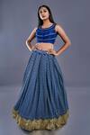 Buy Divya Kanakia Blue Raw Silk U Neck Sequins Embellished Lehenga Set at Aza Fashions Buy_Divya Kanakia_Blue Raw Silk U Neck Sequins Embellished Lehenga Set _at_Aza_Fashions