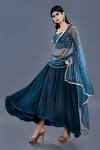 Divya Kanakia_Green Organza, Net Sweetheart Neck Sequins Embellished Asymmetric Lehenga Set _Online_at_Aza_Fashions