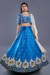 Buy Divya Kanakia Blue Net U Neck Zardozi Embroidered Lehenga Set at Aza Fashions Buy_Divya Kanakia_Blue Net U Neck Zardozi Embroidered Lehenga Set _at_Aza_Fashions