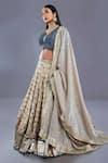 Divya Kanakia Beige V Neck Pleated Blouse And Embroidered Lehenga Set Online at Aza Fashions Divya Kanakia_Beige V Neck Pleated Blouse And Embroidered Lehenga Set _Online_at_Aza_Fashions