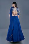 Shop Divya Kanakia Blue Georgette Boat Draped Blouse And Lehenga Set at Aza Fashions Shop_Divya Kanakia_Blue Georgette Boat Draped Blouse And Lehenga Set _at_Aza_Fashions