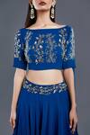 Shop Divya Kanakia Blue Georgette Boat Draped Blouse And Lehenga Set Online at Aza Fashions Shop_Divya Kanakia_Blue Georgette Boat Draped Blouse And Lehenga Set _Online_at_Aza_Fashions