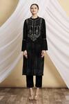 Buy_Nazaakat By Samara Singh_Black Velvet Embroidered Sequins Umbrella Sleeves Kurta And Pant Set _Online_at_Aza_Fashions