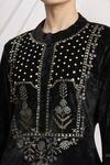 Nazaakat By Samara Singh_Black Velvet Embroidered Sequins Umbrella Sleeves Kurta And Pant Set _at_Aza_Fashions