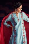 Shikha Mehta_Blue Silk Organza Vami Kurta Set_Online_at_Aza_Fashions