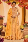 Buy_Punit Balana_Yellow Dupatta Silk Organza, Lehenga And Blouse Gota Embroidered Bridal Set _at_Aza_Fashions