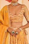 Punit Balana_Yellow Dupatta Silk Organza, Lehenga And Blouse Gota Embroidered Bridal Set _Online_at_Aza_Fashions