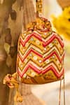 Buy Punit Balana Yellow Embroidery, Tassels Resham Potli Bag at Aza Fashions Buy_Punit Balana_Yellow Embroidery, Tassels Resham Potli Bag _at_Aza_Fashions