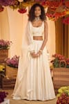 Buy_PUNIT BALANA_White Handloom Chanderi Embroidery Scoop Neck Resham Bridal Lehenga Set _at_Aza_Fashions