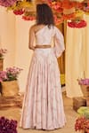 Shop_PUNIT BALANA_Pink Satin Silk Embroidery Bandhani One Shoulder Print Skirt Set _at_Aza_Fashions