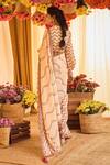 Shop_PUNIT BALANA_Pink Satin Silk Embroidery V Neck Saree With Blouse _at_Aza_Fashions