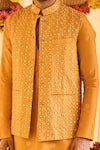 PUNIT BALANA_Yellow Chanderi Silk Resham Embroidered Bundi And Kurta Set _Online_at_Aza_Fashions