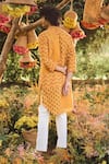 Shop_PUNIT BALANA_Yellow Linen Printed Kurta Set _at_Aza_Fashions