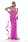 Buy_Vvani by Vani Vats_Purple Georgette V Neck Organza Saree With Blouse  _at_Aza_Fashions