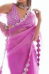 Buy_Vvani by Vani Vats_Purple Georgette V Neck Organza Saree With Blouse  _Online_at_Aza_Fashions