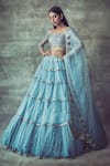 Buy_Vvani by Vani Vats_Blue Net Straight Embroidered Off Shoulder Lehenga Set _at_Aza_Fashions