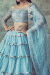 Shop_Vvani by Vani Vats_Blue Net Straight Embroidered Off Shoulder Lehenga Set _at_Aza_Fashions