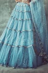 Vvani by Vani Vats_Blue Net Straight Embroidered Off Shoulder Lehenga Set _Online_at_Aza_Fashions