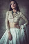 Shop_Vvani by Vani Vats_White Georgette Embroidered Blouse And Lehenga Set_at_Aza_Fashions