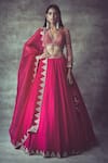 Buy_Vvani by Vani Vats_Pink Georgette Embroidered Blouse And Lehenga Set_at_Aza_Fashions