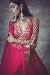 Shop_Vvani by Vani Vats_Pink Georgette Embroidered Blouse And Lehenga Set_at_Aza_Fashions