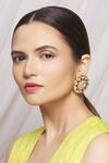 Buy_Nayaab by Aleezeh_Gold Plated Kundan Stud Earrings _at_Aza_Fashions