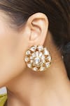 Nayaab by Aleezeh_Gold Plated Kundan Stud Earrings _at_Aza_Fashions