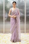 Buy_Mrunalini Rao_Purple Organza Heera Zardozi Embroidered Saree_at_Aza_Fashions