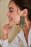 Buy_Amama_Green Bead And Stone Heart Dangler Earrings_at_Aza_Fashions