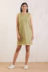 Buy_TIC_Green Sleeveless Cotton Dress_at_Aza_Fashions
