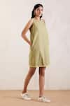 TIC_Green Sleeveless Cotton Dress_Online_at_Aza_Fashions