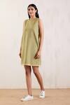Buy_TIC_Green Sleeveless Cotton Dress_Online_at_Aza_Fashions