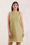 Shop_TIC_Green Sleeveless Cotton Dress_Online_at_Aza_Fashions
