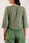 Shop_The Indian Cause_Green Cotton Textured Crop Top_Online_at_Aza_Fashions