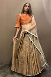 Buy I Am Design Orange Silk Round Ikat Lehenga Set at Aza Fashions Buy_I Am Design_Orange Silk Round Ikat Lehenga Set _at_Aza_Fashions